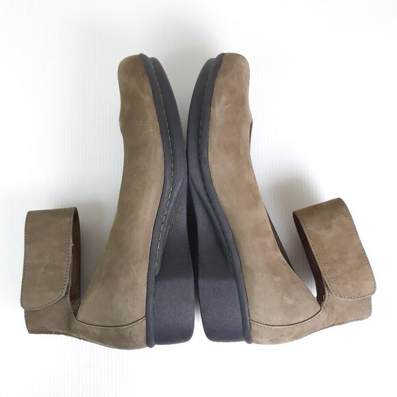 Dansko Lulu Nubuck Leather Ankle Mary Jane Wedge Shoes Taupe 40EU/10US - Picture 4 of 12